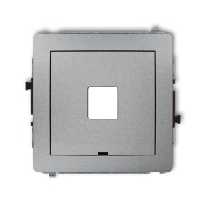 Mechanizm gniazda multimedialnego pojedynczego bez modułu, bez pola opisowego (standard Keystone) Karlik DECO srebrny metalik 7DGMBO-1P