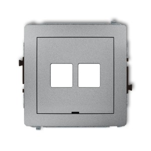 Mechanizm gniazda multimedialnego podwójnego bez modułu, bez pola opisowego (standard Keystone) Karlik DECO srebrny metalik 7DGMBO-2P