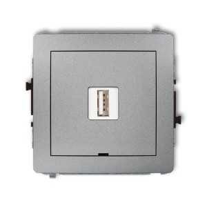 Mechanizm ładowarki USB pojedynczej USB A, 5W max., 5V, 1A, bez pola opisowego Karlik DECO srebrny metalik 7DCUSBBO-1