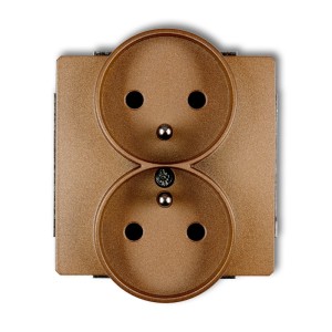 Mechanizm gniazda podwójnego do ramki DECO Soft z uziemieniem 2x(2P+Z) (przesłony torów prądowych) Karlik DECO złoty metalik 8DGPRSO-2zp