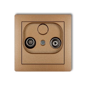 Mechanizm gniazda abonenckiego RTV przelotowego 12dB Karlik DECO złoty metalik 8DG12P