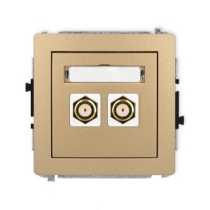 Mechanizm gniazda antenowego podwójnego typu F (SAT) pozłacany Karlik DECO złoty metalik 8DGF-2.1