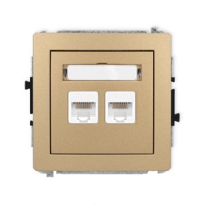 Mechanizm gniazda komputerowego podwójnego 2xRJ45, kat. 5e, 8-stykowy Karlik DECO złoty metalik 8DGK-2
