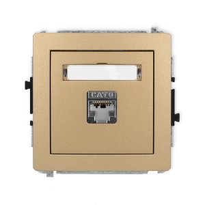 Mechanizm gniazda komputerowego pojedynczego 1xRJ45, kat. 6, ekranowany, 8-stykowy Karlik DECO złoty metalik 8DGK-5