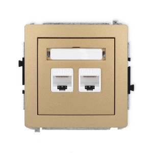 Mechanizm gniazda komputerowego podwójnego 2xRJ45, kat. 6A, 8-stykowy Karlik DECO złoty metalik 8DGK-8