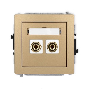 Mechanizm gniazda głośnikowego pojedynczego (typu banan - czerwony i czarny, pozłacany, 4 mm2, do lutowania) Karlik DECO złoty metalik 8DGG-3