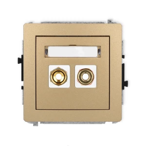 Mechanizm gniazda głośnikowego pojedynczego (typu banan - czerwony i czarny, pozłacany, 4 mm2, skręcany) Karlik DECO złoty metalik 8DGG-4
