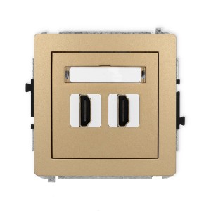 Mechanizm gniazda podwójnego HDMI 2.0, 4K Karlik DECO złoty metalik 8DHDMI-4