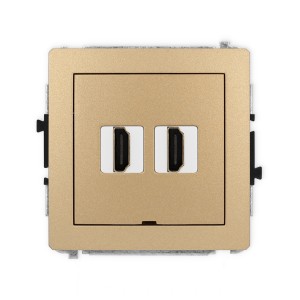 Mechanizm gniazda podwójnego HDMI 2.0, 4K, bez pola opisowego Karlik DECO złoty metalik 8DHDMIBO-4