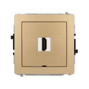 Mechanizm gniazda pojedynczego HDMI 2.1, 8K, bez pola opisowego Karlik DECO złoty metalik 8DHDMIBO-5