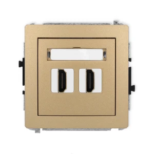 Mechanizm gniazda podwójnego HDMI 2.1, 8K Karlik DECO złoty metalik 8DHDMI-6