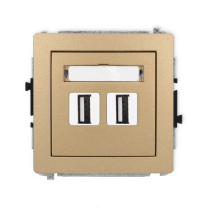Mechanizm gniazda podwójnego 2xUSB A-A 2.0 Karlik DECO złoty metalik 8DGUSB-2