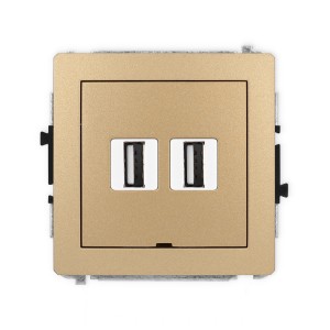 Mechanizm gniazda podwójnego 2xUSB A-A 2.0, bez pola opisowego Karlik DECO złoty metalik 8DGUSBBO-2