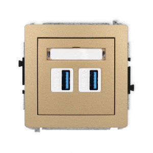 Mechanizm gniazda podwójnego 2xUSB A-A 3.0 Karlik DECO złoty metalik 8DGUSB-6