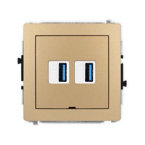 Mechanizm gniazda podwójnego 2xUSB A-A 3.0, bez pola opisowego Karlik DECO złoty metalik 8DGUSBBO-6
