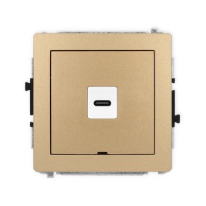 Mechanizm gniazda pojedynczego 1xUSB C-C, bez pola opisowego Karlik DECO złoty metalik 8DGUSBBO-7
