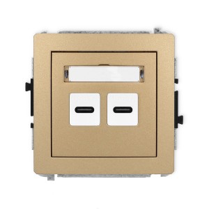 Mechanizm gniazda podwójnego 2xUSB C-C Karlik DECO złoty metalik 8DGUSB-8