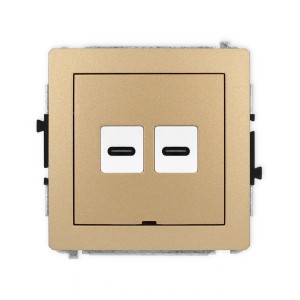Mechanizm gniazda podwójnego 2xUSB C-C, bez pola opisowego Karlik DECO złoty metalik 8DGUSBBO-8