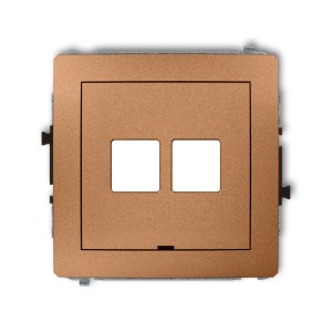 Mechanizm gniazda multimedialnego podwójnego bez modułu, bez pola opisowego (standard Keystone) Karlik DECO złoty metalik 8DGMBO-2P