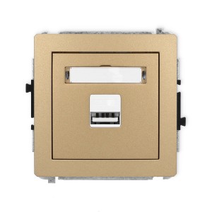 Mechanizm ładowarki USB pojedynczej USB A, 10W max., 5V, 2A Karlik DECO złoty metalik 8DCUSB-3