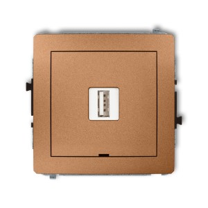 Mechanizm ładowarki USB pojedynczej USB A, 10W max., 5V, 2A, bez pola opisowego Karlik DECO złoty metalik 8DCUSBBO-3