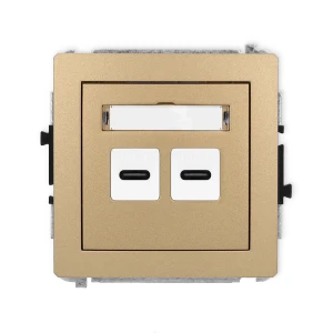 Mechanizm ładowarki USB podwójnej 2xUSB C, 20W max. Karlik DECO złoty metalik 8DCUSB-7