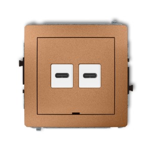 Mechanizm ładowarki USB podwójnej 2xUSB C, 20W max., bez pola opisowego Karlik DECO złoty metalik 8DCUSBBO-7