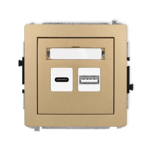 Mechanizm ładowarki USB podwójnej USB C + USB A, 20W max. Karlik DECO złoty metalik 8DCUSB-8