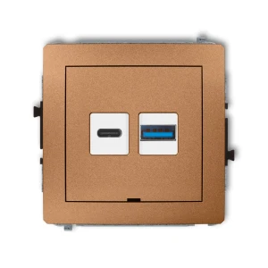 Mechanizm ładowarki USB podwójnej USB C + USB A, 20W max., bez pola opisowego Karlik DECO złoty metalik 8DCUSBBO-8