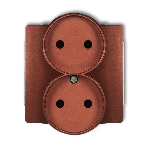 Mechanizm gniazda podwójnego do ramki DECO Soft bez uziemienia 2x2P (przesłony torów prądowych) Karlik DECO brązowy metalik 9DGPRSO-2p