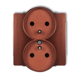 Mechanizm gniazda podwójnego do ramki DECO Soft z uziemieniem 2x(2P+Z) (przesłony torów prądowych) Karlik DECO brązowy metalik 9DGPRSO-2zp