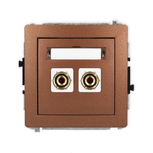 Mechanizm gniazda głośnikowego pojedynczego (typu banan - czerwony i czarny, pozłacany, 4 mm2, do lutowania) Karlik DECO brązowy metalik 9DGG-3