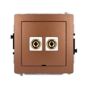 Mechanizm gniazda głośnikowego pojedynczego, bez pola opisowego (typu banan - czerwony i czarny, pozłacany, 4 mm2, do lutowania) Karlik DECO brązowy metalik 9DGGBO-3