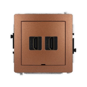 Mechanizm gniazda podwójnego HDMI 2.1, 8K, bez pola opisowego Karlik DECO brązowy metalik 9DHDMIBO-6