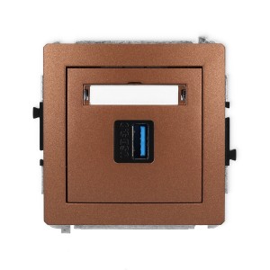 Mechanizm gniazda pojedynczego USB A-A 3.0 Karlik DECO brązowy metalik 9DGUSB-5