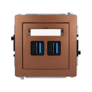 Mechanizm gniazda podwójnego 2xUSB A-A 3.0 Karlik DECO brązowy metalik 9DGUSB-6