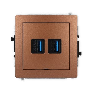 Mechanizm gniazda podwójnego 2xUSB A-A 3.0, bez pola opisowego Karlik DECO brązowy metalik 9DGUSBBO-6