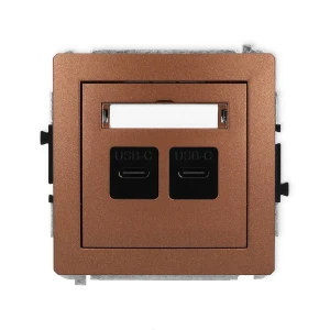 Mechanizm gniazda podwójnego 2xUSB C-C Karlik DECO brązowy metalik 9DGUSB-8