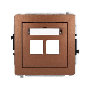 Mechanizm gniazda multimedialnego podwójnego bez modułu (standard Keystone) Karlik DECO brązowy metalik 9DGM-2P