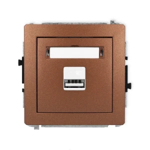 Mechanizm ładowarki USB pojedynczej USB A, 10W max., 5V, 2A Karlik DECO brązowy metalik 9DCUSB-3