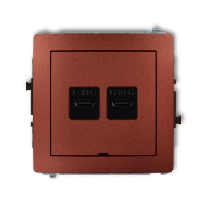 Mechanizm ładowarki USB podwójnej 2xUSB C, 20W max., bez pola opisowego Karlik DECO brązowy metalik 9DCUSBBO-7