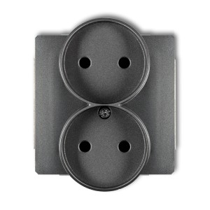 Mechanizm gniazda podwójnego do ramki bez uziemienia 2x2P (przesłony torów prądowych) Karlik DECO grafitowy 11DGPR-2p