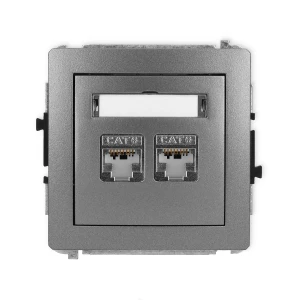 Mechanizm gniazda komputerowego podwójnego 2xRJ45, kat. 6, ekranowany, 8-stykowy Karlik DECO grafitowy 11DGK-6