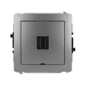 Mechanizm gniazda pojedynczego HDMI 2.0, 4K, bez pola opisowego Karlik DECO grafitowy 11DHDMIBO-3