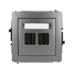Mechanizm gniazda podwójnego HDMI 2.0, 4K Karlik DECO grafitowy 11DHDMI-4