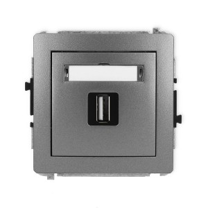 Mechanizm gniazda pojedynczego USB A-A 2.0 Karlik DECO grafitowy 11DGUSB-1