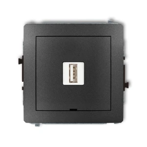Mechanizm ładowarki USB pojedynczej USB A, 5W max., 5V, 1A, bez pola opisowego Karlik DECO grafitowy 11DCUSBBO-1