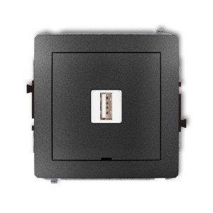 Mechanizm ładowarki USB pojedynczej USB A, 10W max., 5V, 2A, bez pola opisowego Karlik DECO grafitowy 11DCUSBBO-3