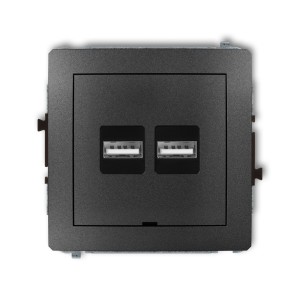 Mechanizm ładowarki USB podwójnej 2xUSB A, 15,5W max., 5V, 3.1A, bez pola opisowego Karlik DECO grafitowy 11DCUSBBO-6