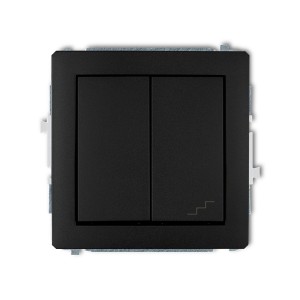 Mechanizm łącznika jednobiegunowego ze schodowym (wspólne zasilanie) Karlik DECO czarny mat 12DWP-10.1